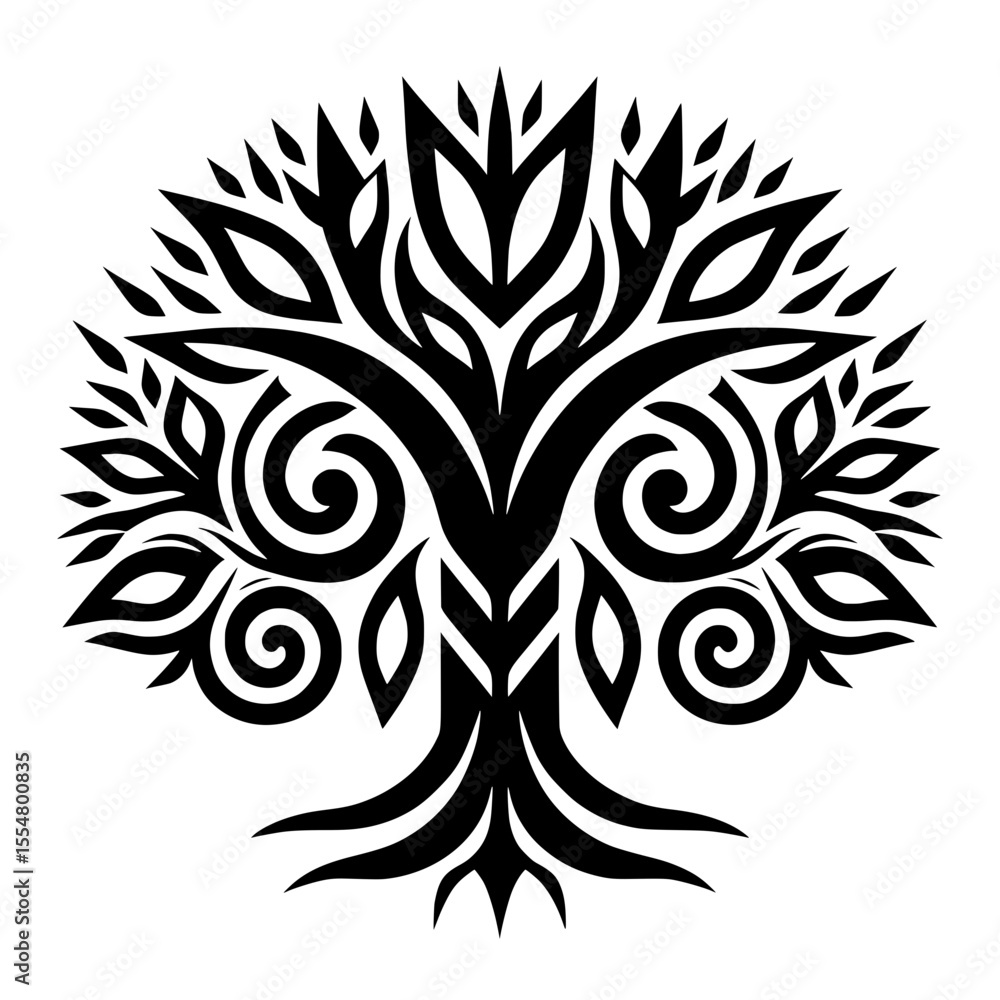 Obraz premium Abstract Black and White Decorative Tree of Life