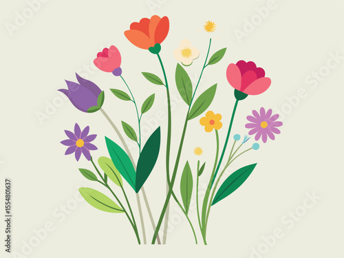 vector illustration of a bouquet of tulips