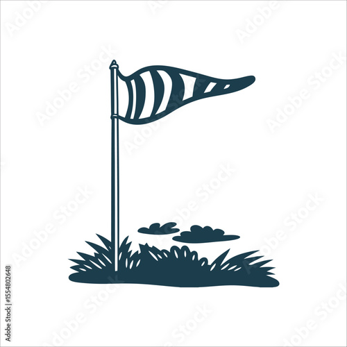 Golf Windsock Illustration, Weather Indicator Icon Golf Wind Sock Thin flowing sock shape