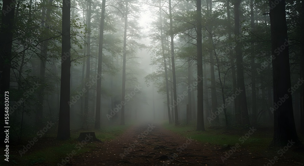 Obraz premium Forest, Path, Trees, Misty Forest Path
