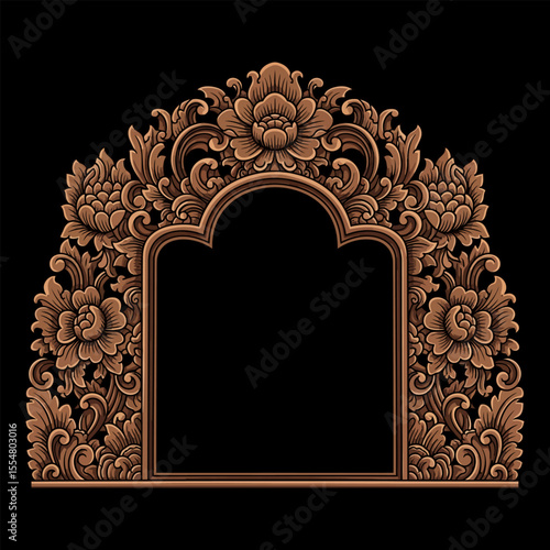 Balinese Carving with Garuda Face and Floral Ornaments