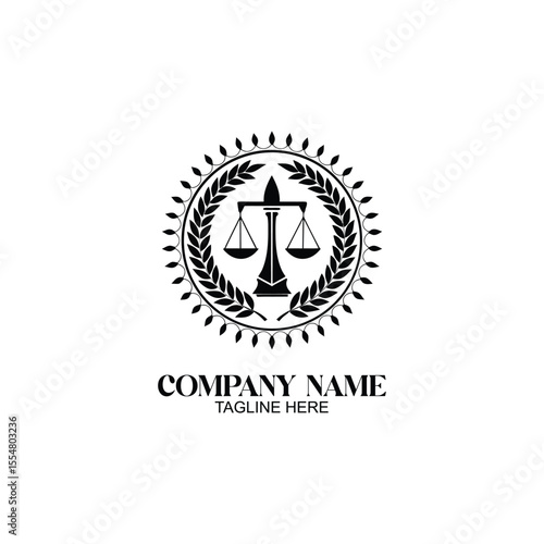 Symbol of Justice and Equality: An iconic emblem of law and order, featuring a balanced scale framed by laurel leaves, symbolizing fairness, integrity, and the pursuit of justice.