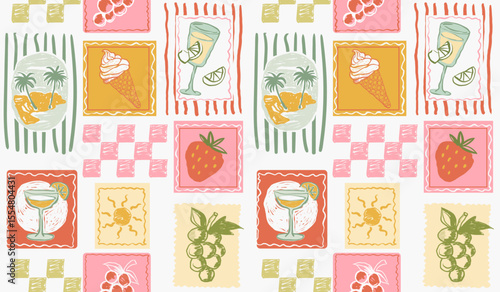 summer pattern background. fruits pattern. girls spring summer patterns. strawberry hnad drawn background. tropical mixed patterns. womens fashion fabric background. allover print walpappers.