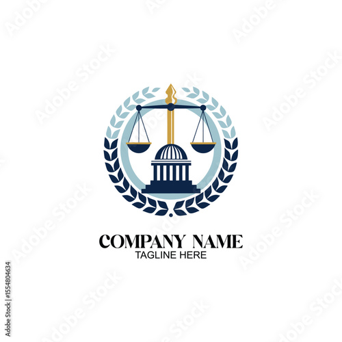 Symbol of Justice: The Scales of Justice, Encircled by Laurel Wreaths, a timeless symbol of law and order. The emblem captures the essence of fairness, balance, and the pursuit of truth.