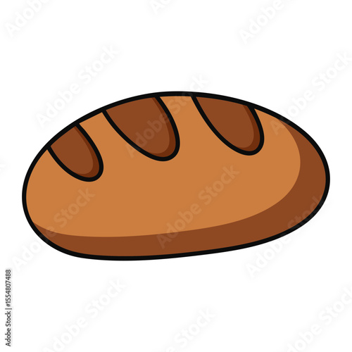 Cartoon bread loaf illustration isolated on white background

