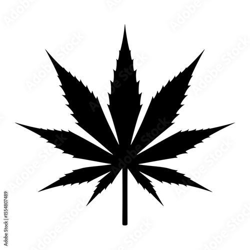 Black Medical Cannabis Marijuana Leaf Silhouette