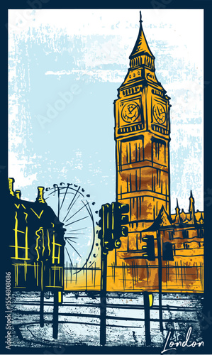 Big Ben and Houses of Parliament in London at Night