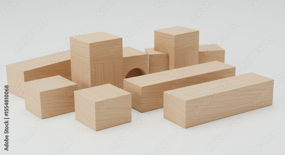 Fototapeta premium Wooden blocks variety arrangement
