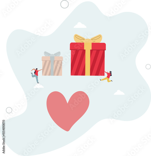giving donation gift boxes in humanitarian campaign. character life .