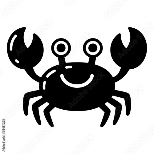 Vector cartoon illustration of an adorable crab with bulging eyes and a friendly smile