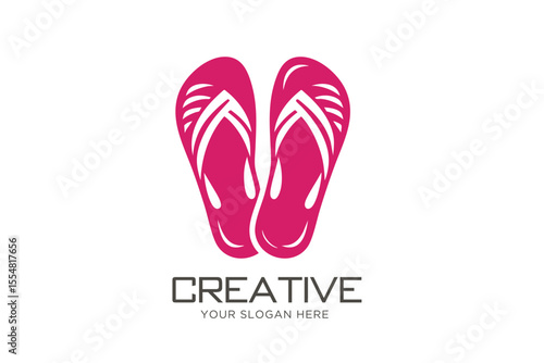 Beach Sandal Logo design. Minimalist Slipper Logo Design