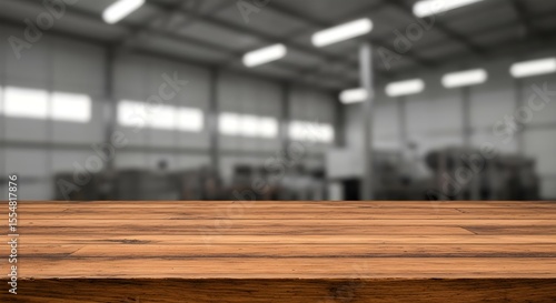 Wallpaper Mural Wooden table, Tabletop, Wood texture, Wooden Tabletop with Blurred Warehouse Background Torontodigital.ca