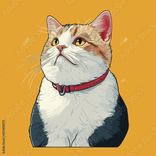 Minimal Vector Cat Drawing for Print