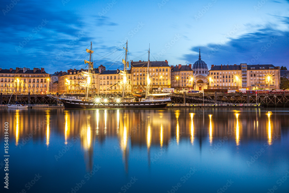 Fototapeta premium Three-masted Belem in the home port of Nantes during the 