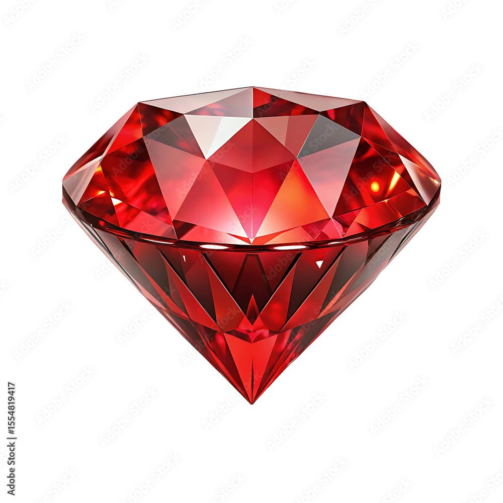 Fototapeta premium Shiny red ruby gemstone isolated on transparent background.
