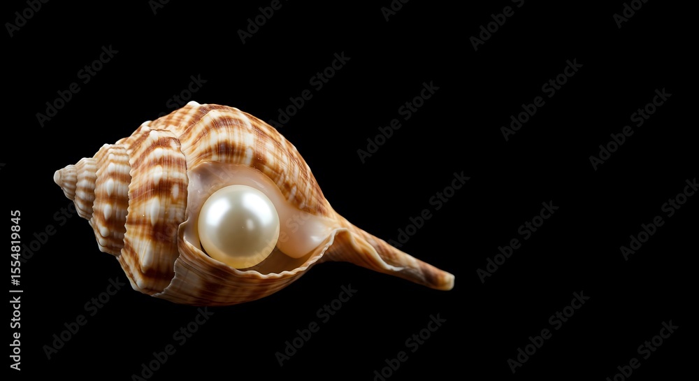 Naklejka premium Seashell, Pearl, Ocean, Seashell with Pearl