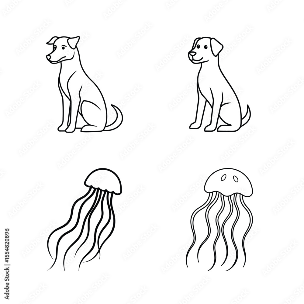 Fototapeta premium Dogs and jellyfish