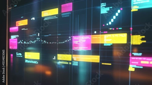 Digital kanban board for agile projects. Concept: Agile Development, Kanban, Project Management, Touch Interface