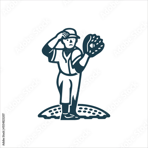 Baseball Pitcher Warming Up Minimalist Vector Relief Pitcher Warming Up Arm circles