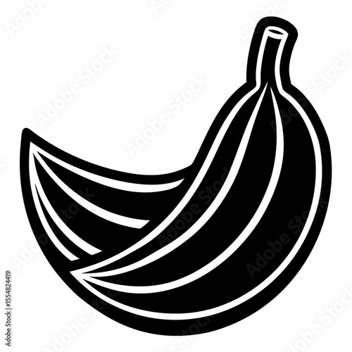 Banana fruit isolated on white background in black and white