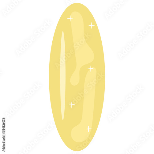 A yellow fish oil, omega 3 pill. 