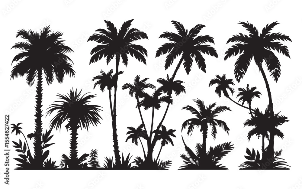Obraz premium Collection of various palm tree silhouettes