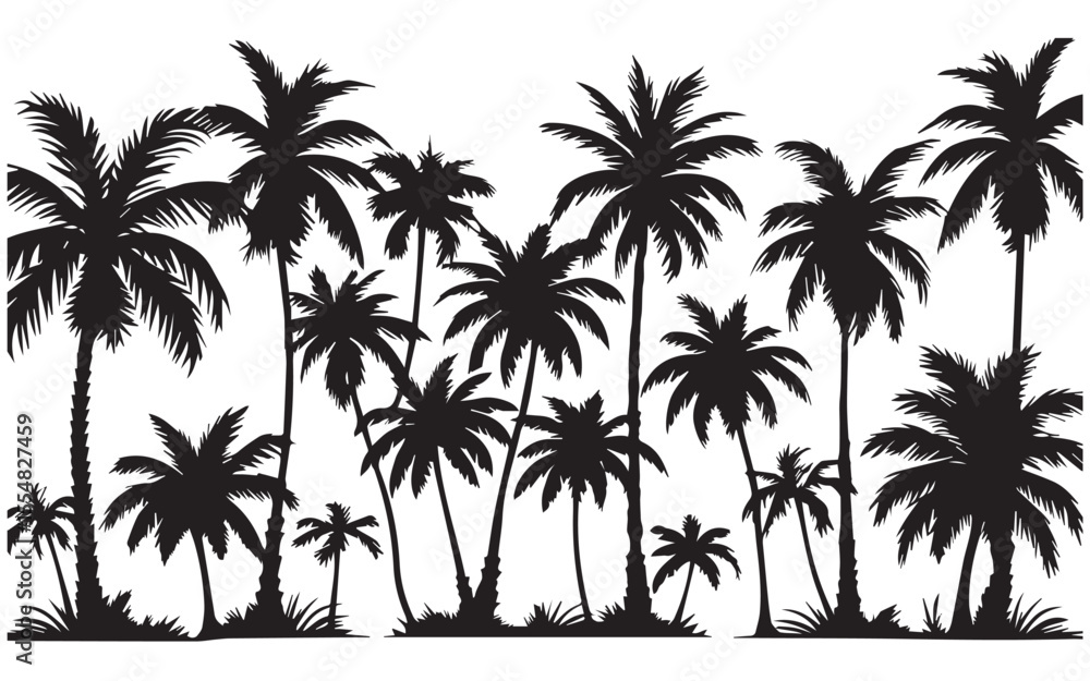 Obraz premium Collection of various palm tree silhouettes