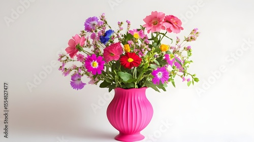 Wallpaper Mural Vibrant summer flowers in pink vase bouquet Torontodigital.ca