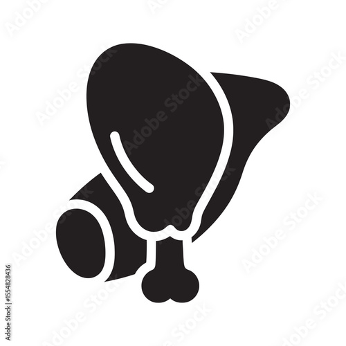 Fried chicken meal icon with thigh and drumstick for fast food restaurant menu poultry meat dish as a popular dinner or lunch option for eating vector solid glyph icon