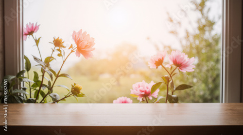 Wallpaper Mural Outdoor Wooden table view Torontodigital.ca