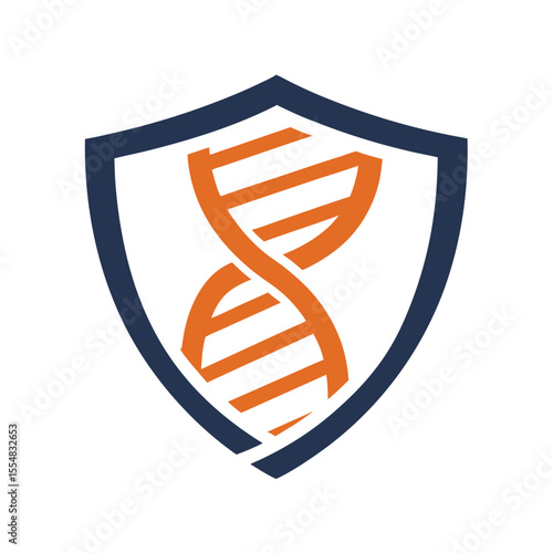 Blue shield with orange dna helix vector