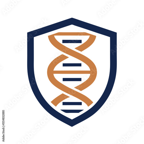 Shield with D N A helix symbol science genetic
