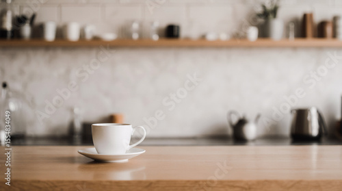Wallpaper Mural Empty wooden table top with lights bokeh on blur restaurant background.	 Torontodigital.ca