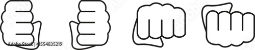 fist and fight related doodle hand drawn icon set. Outline drawing fist and fight related line clipart symbol collection