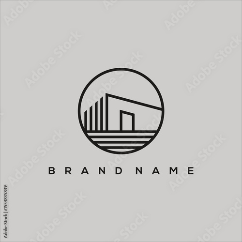 line art warehouse logo vector