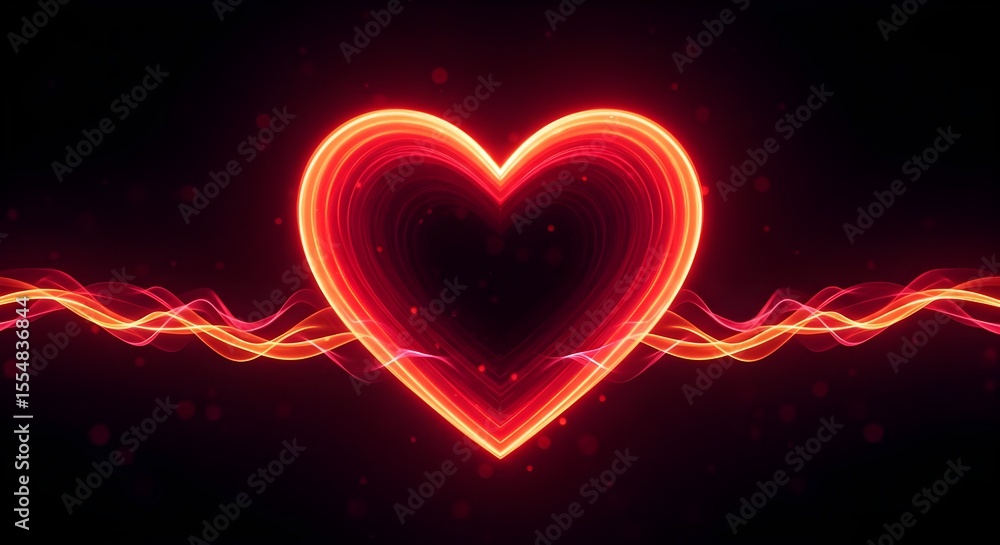 Heart, Love, Valentine's day, Glowing Heart with Energy Waves Heart, Love, Valentine's day, Glowing Heart with Energy Waves