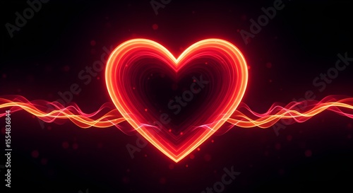 Heart, Love, Valentine's day, Glowing Heart with Energy Waves