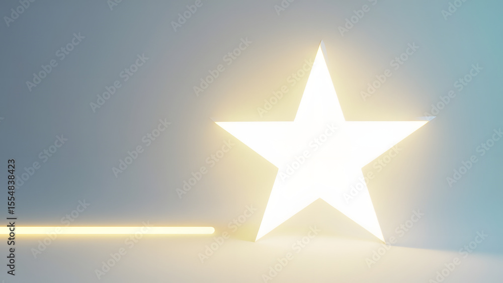 Obraz premium Glowing star with light streak isolated on a transparent background