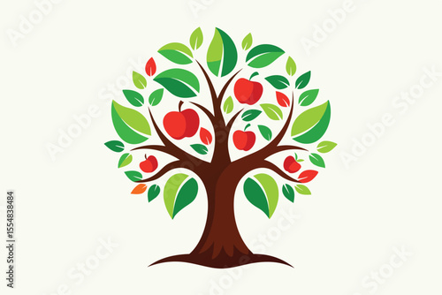 Lush Apple Tree A Vibrant Illustration of Nature's Bounty