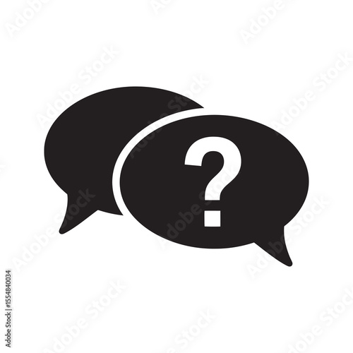 Question and answer icon with speech bubbles for FAQ and customer support communication symbol for help query and getting information vector solid glyph icon