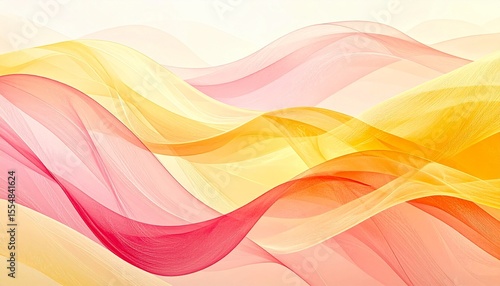 Ruhige abstrakte Komposition, inspiriert von gefrorenen Schallwellen, Schichten durchscheinender Pastellfarben (weiches gold, gold, blasser silber), sanfte Kurven und Wellen, sanfte Farbverläufe, subt