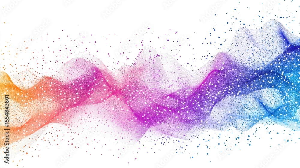 Colorful abstract design with flowing waves and sparkling dots depicting lightness and creativity Colorful abstract design with flowing waves and sparkling dots depicting lightness and creativity