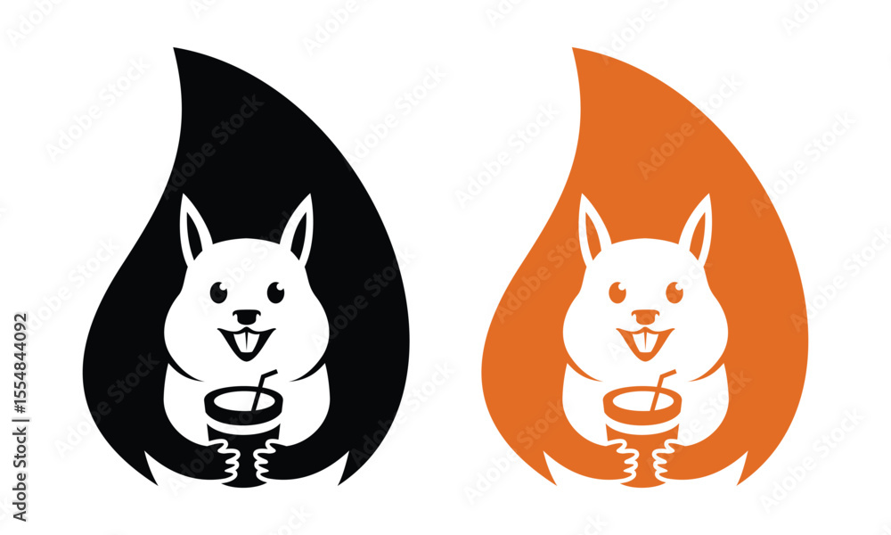 Fototapeta premium squirrel coffee mug drink logo vector icon template