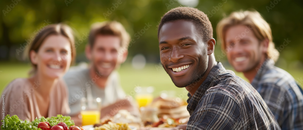 Fototapeta premium Outdoor picnic celebration with friends park lifestyle daytime joyful gathering