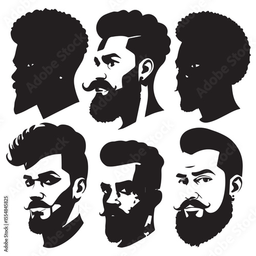 Iconic Male Hair and Beard Styles Set