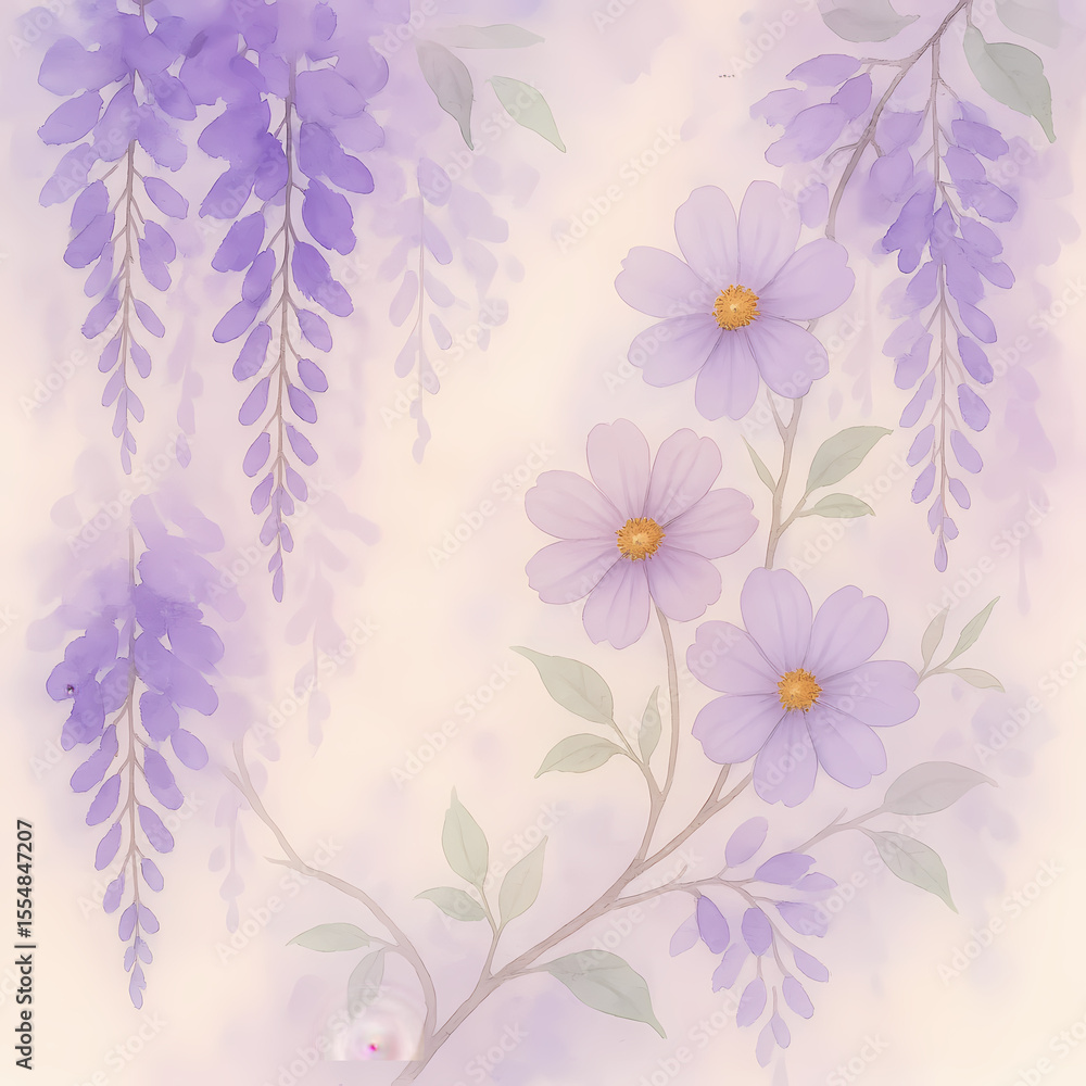 Fototapeta premium Floral Wreath Vector Frame Illustration