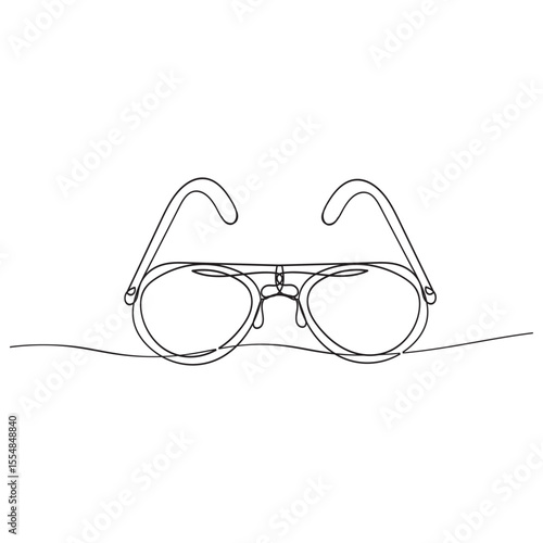 Glasses icon line continuous drawing vector. One line eyeglasses icon vector background. Eyeglasses icon. Continuous outline of a Glasses.