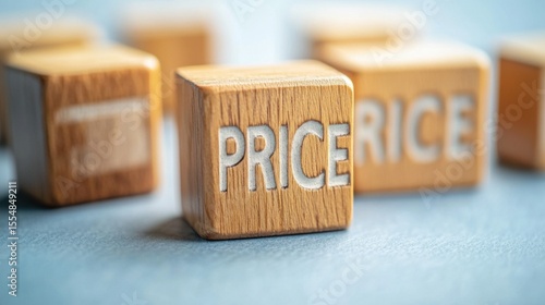 Wooden Cubes with the Word Price,  Cost Concept, Business and Finance, Market Pricing Strategy,  Economic Indicators