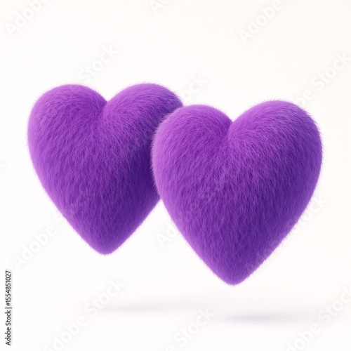 Two purple heart symbols with a unique furry surface