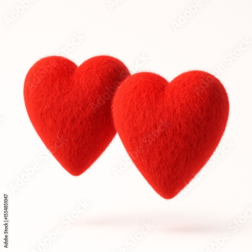 Two red heart symbols with a unique furry surface